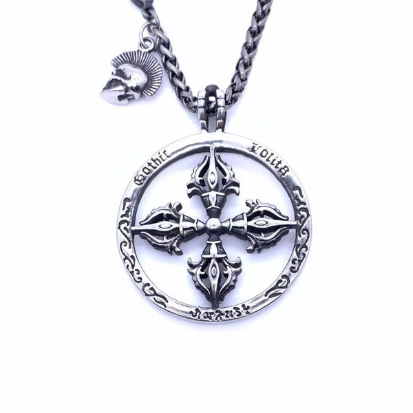 niche design scriptures vajra pendant titanium steel retro necklace men's personality hip-hop trendy fashion accessories gift, Silver
niche design scriptures vajra pendant titanium steel retro necklace men's personality hip-hop trendy fashion accessories gift, Silver