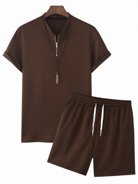 men half zipper baseball collar tee & shorts h2zq#, Gray
men half zipper baseball collar tee & shorts h2zq#, Gray