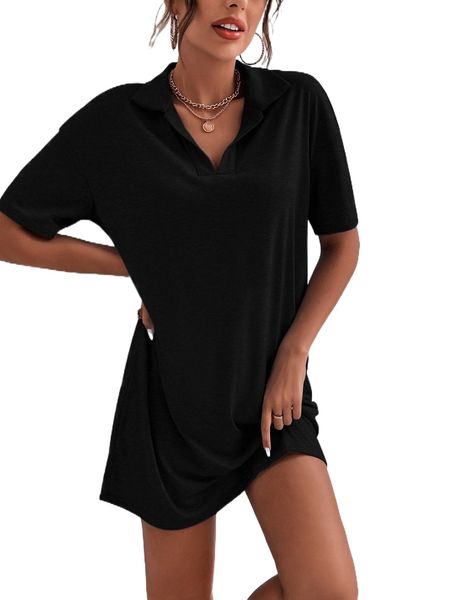 solid drop shoulder tee dress n8fw#, Black;gray 
solid drop shoulder tee dress n8fw#, Black;gray