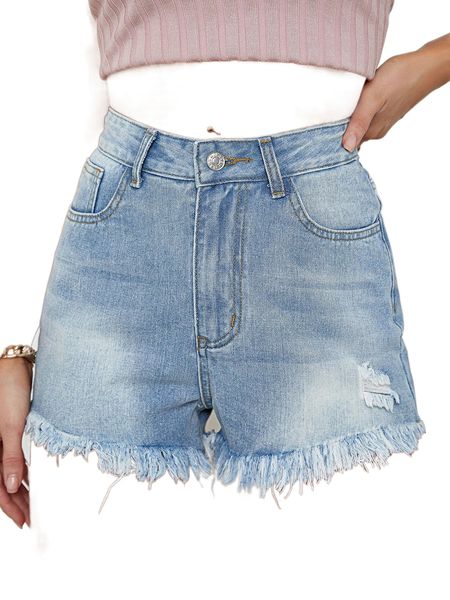 ripped raw hem denim shorts w8on#, White;black