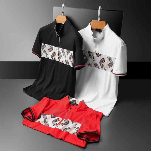 men's clothing brand 2022 summer new men's fashion mercerized cotton zipper short sleeve t-shirt men, White;black
men's clothing brand 2022 summer new men's fashion mercerized cotton zipper short sleeve t-shirt men, White;black