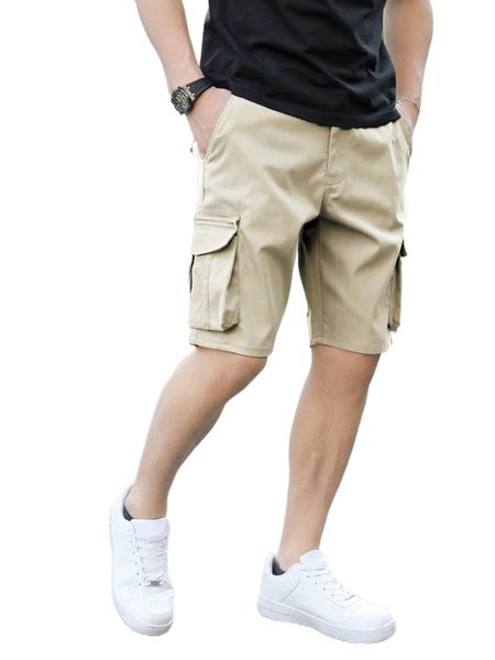 men flap pocket cargo shorts 52gd#, White;black