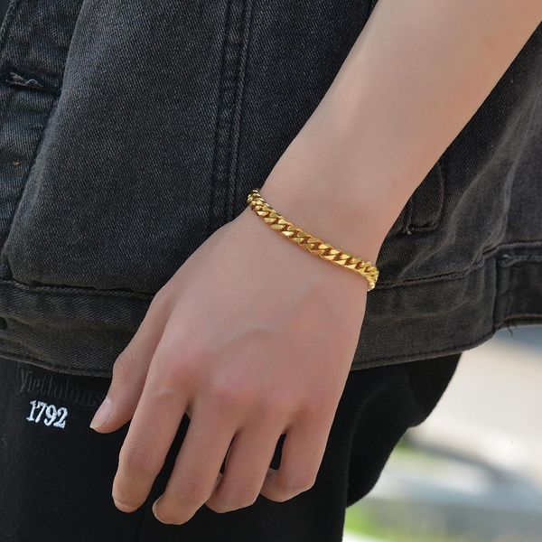 fashion stainless steel gold strand color cuban bracelet men and women jewelry, Black
fashion stainless steel gold strand color cuban bracelet men and women jewelry, Black
