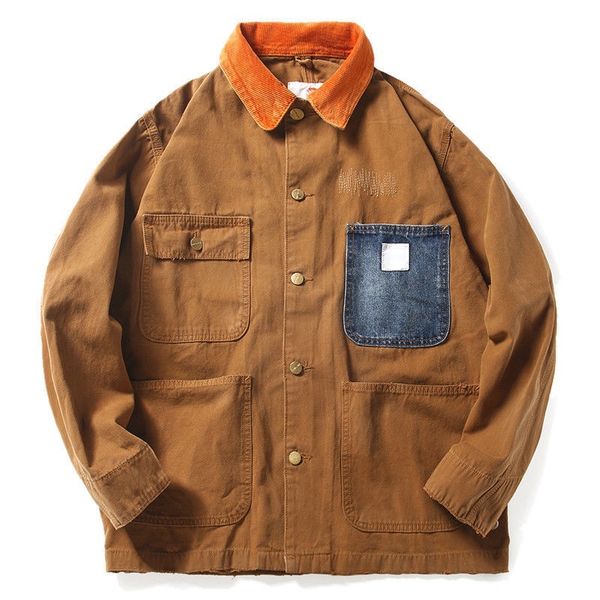 fashion colorblock jacket american fashion brand carhtt vintage work jacket loose casual ripped jacket designer men's cardigan, Black;brown
fashion colorblock jacket american fashion brand carhtt vintage work jacket loose casual ripped jacket designer men's cardigan, Black;brown