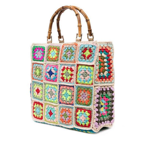 handmade handbag bamboo handle colorful crochet bags patterned summer beach bag handbag each flower pattern is not fixed 220611
handmade handbag bamboo handle colorful crochet bags patterned summer beach bag handbag each flower pattern is not fixed 220611