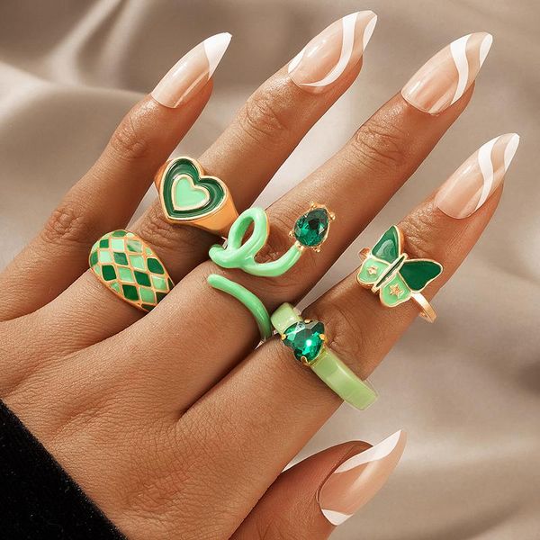 cluster rings 6pcs/sets heart cute ring sets for women pretty butterfly green crystal stone geometry resin party jewelry 19840, Golden;silver
cluster rings 6pcs/sets heart cute ring sets for women pretty butterfly green crystal stone geometry resin party jewelry 19840, Golden;silver