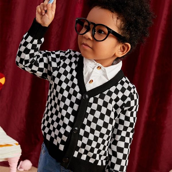 toddler boys checker pattern drop shoulder cardigan she01, Blue