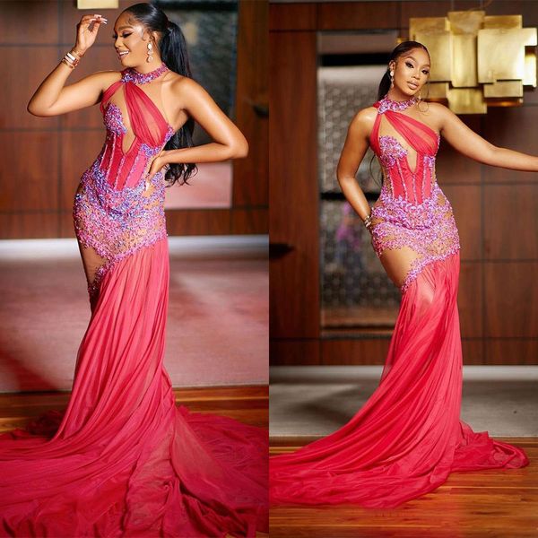 pink mermaid prom dresses sleeveless one shoulder v neck halter lace appliques plus size luxury formal party gowns floor length custom made, Black
pink mermaid prom dresses sleeveless one shoulder v neck halter lace appliques plus size luxury formal party gowns floor length custom made, Black
