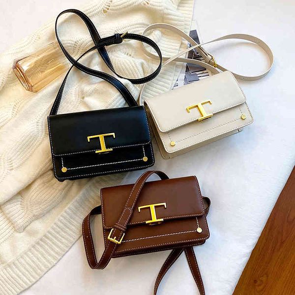 new fashion simple foreign style metal t-buckle msenger bag portable shoulder chain small square bag fashion designer bags