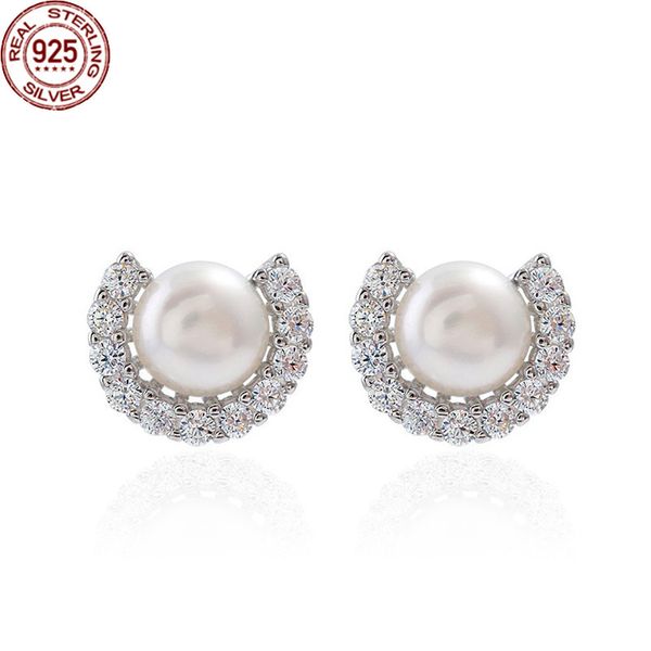 new 6mm flat round freshwater pearl earrings charm s925 silver semicircular u-shaped micro set zircon female women friendship, Golden
new 6mm flat round freshwater pearl earrings charm s925 silver semicircular u-shaped micro set zircon female women friendship, Golden