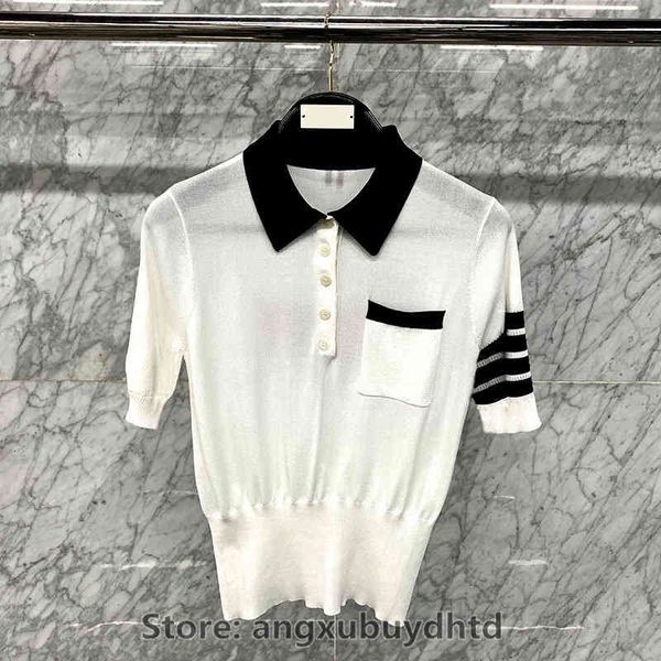 girls fashion v-neck t shirts summer tb thom new style lapel pocket contrast back jacquard dog slim knit short sleeved women polos, White;black
girls fashion v-neck t shirts summer tb thom new style lapel pocket contrast back jacquard dog slim knit short sleeved women polos, White;black