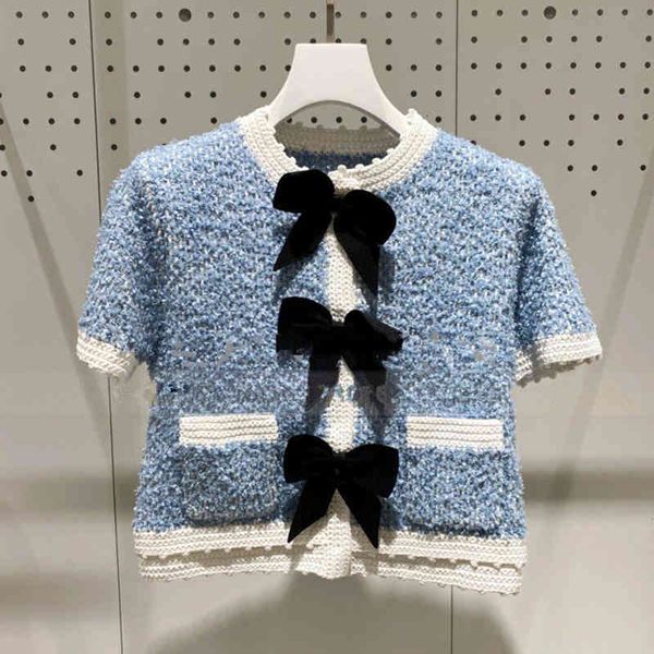 women's knits tees minority spring summer color contrast sweet sweater bow decoration reduced age wool women's fashion, White
women's knits tees minority spring summer color contrast sweet sweater bow decoration reduced age wool women's fashion, White