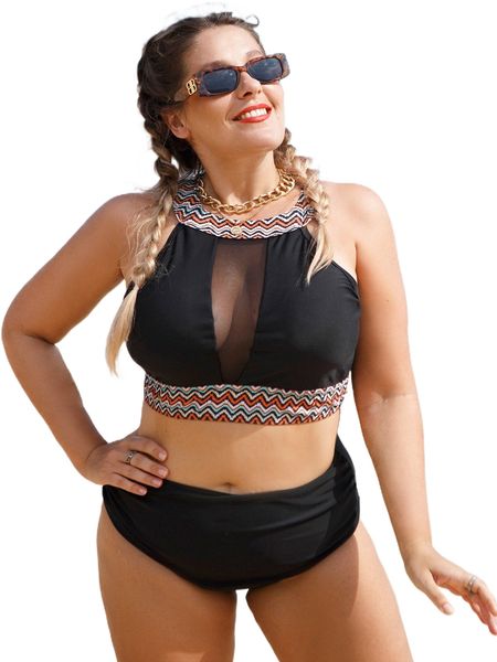 bikinx plus chevron panel contrast mesh cut out tie back bikini swimsuit g4jl#, White;black
bikinx plus chevron panel contrast mesh cut out tie back bikini swimsuit g4jl#, White;black