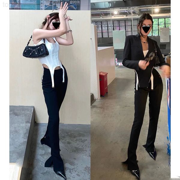 women's pants & capris designer aw king 22 spring and summer new high waist long lower split suit pants solid color casual small label, Black;white
women's pants & capris designer aw king 22 spring and summer new high waist long lower split suit pants solid color casual small label, Black;white