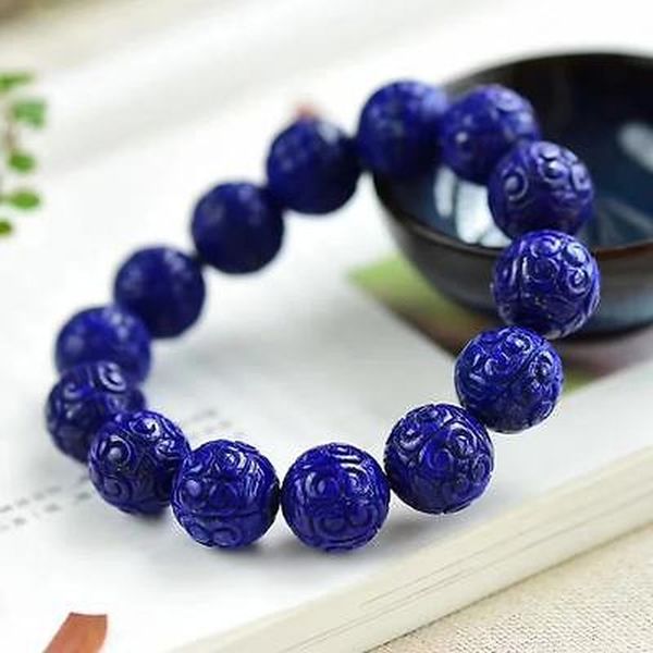 natural lapis lazuli royal blue carved round beads bracelet 15mm for gemstone lapis bless healing stone women men aaaaa, Silver
natural lapis lazuli royal blue carved round beads bracelet 15mm for gemstone lapis bless healing stone women men aaaaa, Silver
