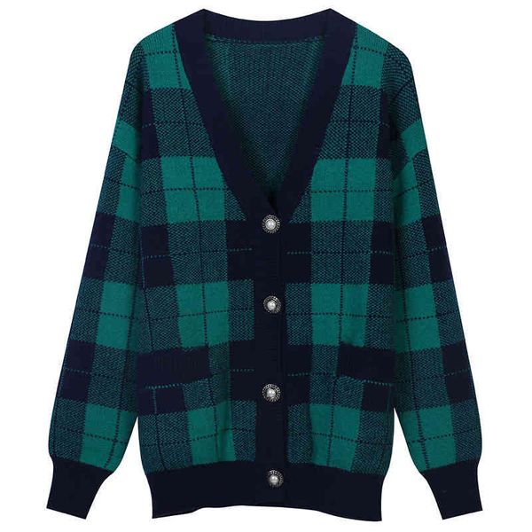 women's sweaters french spring green plaid jacquard lazy wind loose v-neck knitted cardigan sweater women's coat fashion bcxy, White;black
women's sweaters french spring green plaid jacquard lazy wind loose v-neck knitted cardigan sweater women's coat fashion bcxy, White;black