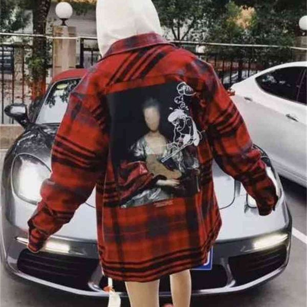 off duchs oil painting printing plaid embroidered white couple ow loose long sleeve shirt, Black
off duchs oil painting printing plaid embroidered white couple ow loose long sleeve shirt, Black