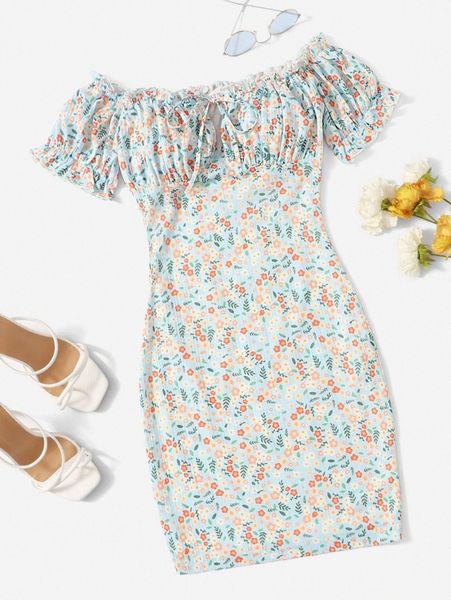 off shoulder ditsy floral bodycon dress x2sz#, Black;gray 
off shoulder ditsy floral bodycon dress x2sz#, Black;gray