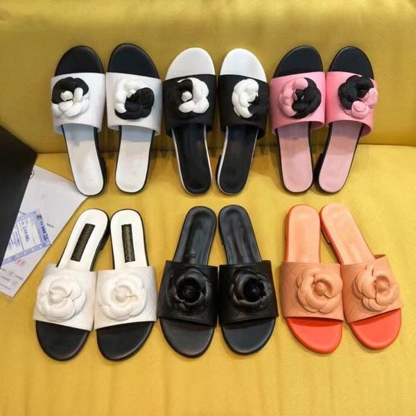 luxurys designers women slippers summer outer wear 2022 new camellia shoes leather flip-flops flat beach sandals women, Black 
luxurys designers women slippers summer outer wear 2022 new camellia shoes leather flip-flops flat beach sandals women, Black