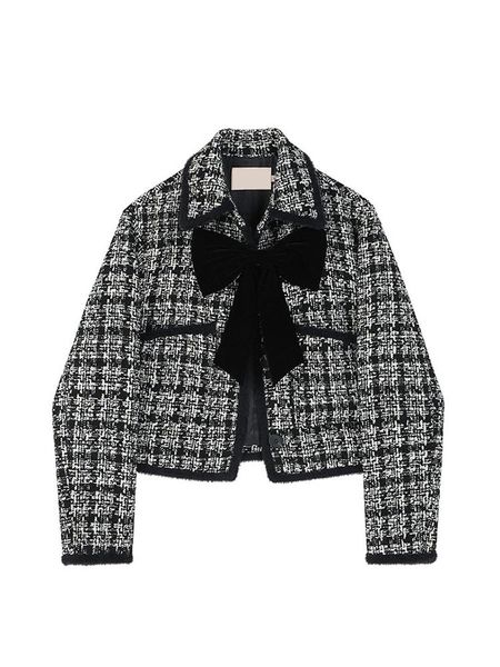 women's jackets vintage women plaid tweed blazer jacket office ladies loose fashion femme checkered single breasted long sleeve bow coa, Black;brown
women's jackets vintage women plaid tweed blazer jacket office ladies loose fashion femme checkered single breasted long sleeve bow coa, Black;brown