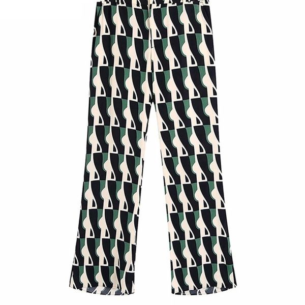traf women fashion side pockets printed flared pants vintage high elastic waist zipper fly female trousers mujer 220325, Black;white
traf women fashion side pockets printed flared pants vintage high elastic waist zipper fly female trousers mujer 220325, Black;white
