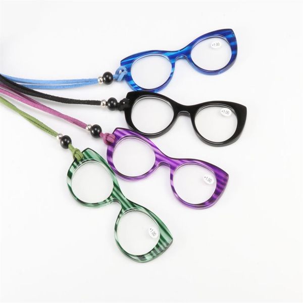 

protable hanging neck reading glasses for women men cat eyes pendant necklace hyperopia presbyopic eyeglasses +1.0to+3.5264z