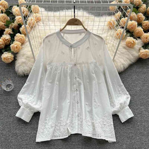 women's blouses & shirts 2022 korean ins embroidery lace shirt women's round neck long sleeve spring design sense of minority loos, White
women's blouses & shirts 2022 korean ins embroidery lace shirt women's round neck long sleeve spring design sense of minority loos, White