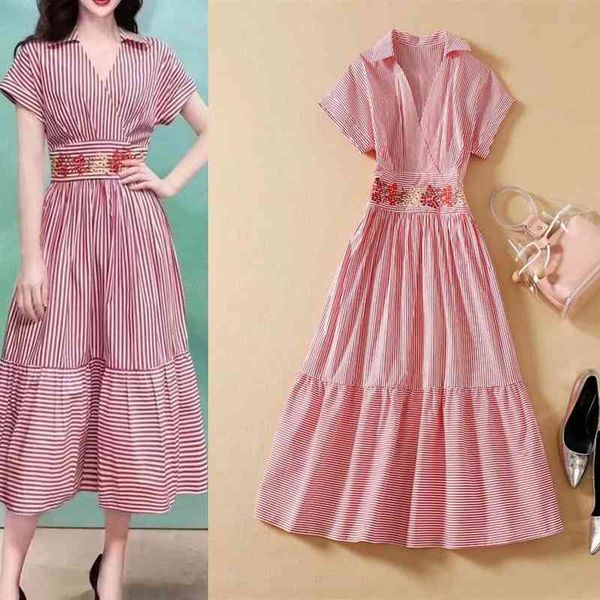 casual dresses summer celebrity women's dress lapel waist embroidery long striped, Black;gray
casual dresses summer celebrity women's dress lapel waist embroidery long striped, Black;gray