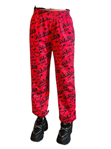 meysi kim heart & letter graphic sweatpants x5ii#, Black;white