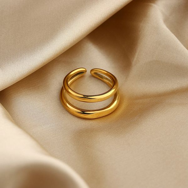 fashion chic titanium steel double layer open ring waterproof jewelry 18k gold plated stainless steel rings jdr201286, Silver
fashion chic titanium steel double layer open ring waterproof jewelry 18k gold plated stainless steel rings jdr201286, Silver