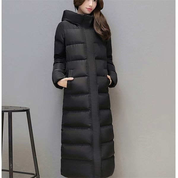 women's super long down jacket winter puffer thick coat black red hooded zipper keep warm plus size 201127
women's super long down jacket winter puffer thick coat black red hooded zipper keep warm plus size 201127