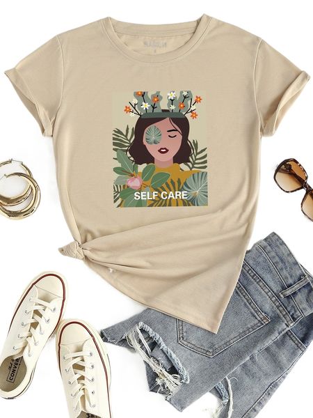 figure and letter graphic tee 96o7#, White