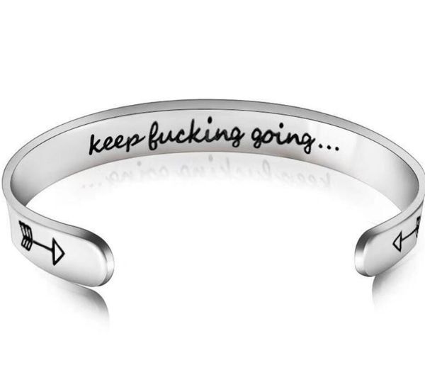 fashion inspirational letter - keep fucking going - cuff bracelet stainless steel cuff open bangle engraved gifts family friends sy222, Black
fashion inspirational letter - keep fucking going - cuff bracelet stainless steel cuff open bangle engraved gifts family friends sy222, Black