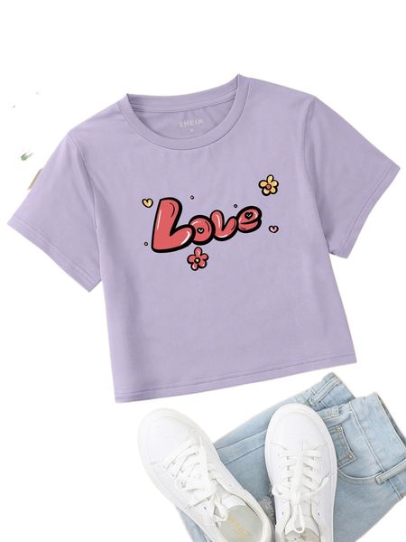 floral & letter graphic tee 28jn#, White 
floral & letter graphic tee 28jn#, White