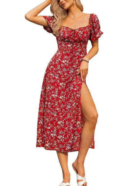 allover floral print puff sleeve knot sweetheart neck slit thigh dress d8tr#, Black;gray
allover floral print puff sleeve knot sweetheart neck slit thigh dress d8tr#, Black;gray