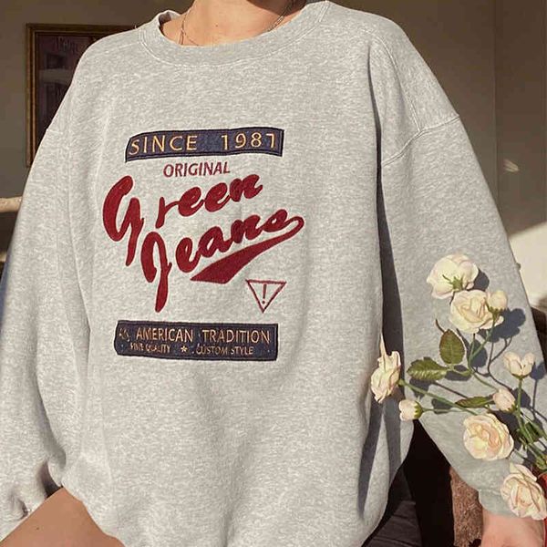 women's hoodies & sweatshirts familiar suéter com letras gola redonda cinza retrô, moda solta fino primavera e outono 1o60, Black
women's hoodies & sweatshirts familiar suéter com letras gola redonda cinza retrô, moda solta fino primavera e outono 1o60, Black