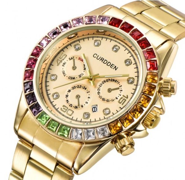 men's stainless steel diamond encrusted calendar quartz watch wrist watch gift, Slivery;brown
men's stainless steel diamond encrusted calendar quartz watch wrist watch gift, Slivery;brown