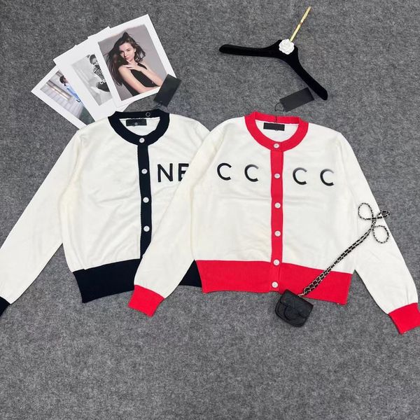 women's knits clothes womens t-shirt women clothing designer knitted slim cardigan sweater long sleeve round neck button with letters r, White 
women's knits clothes womens t-shirt women clothing designer knitted slim cardigan sweater long sleeve round neck button with letters r, White