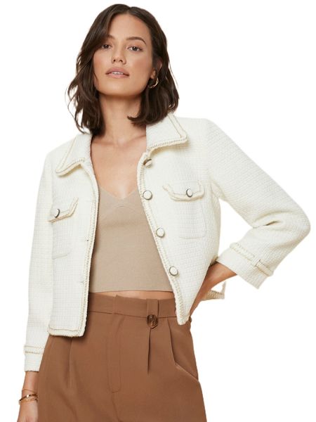 motf premium tweed boxy crop overcoat r9qd#, Black