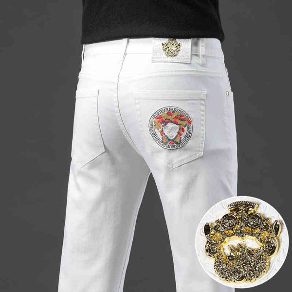 men's jeans pure white jeans men's elastic slim fit small feet casual fashion pants versatile youth jknu, Blue
men's jeans pure white jeans men's elastic slim fit small feet casual fashion pants versatile youth jknu, Blue