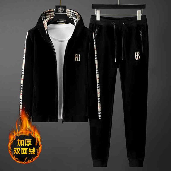 men's tracksuits golden velvet suit trend autumn and winter plush thickened double-sided cashmere sweater leisure sportswear two-piece, Gray
men's tracksuits golden velvet suit trend autumn and winter plush thickened double-sided cashmere sweater leisure sportswear two-piece, Gray