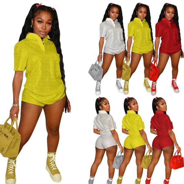 2022 designer womens clothes tracksuits fashion bronzing fabric short sleeve and shorts 2pcs set summer outfits sportswear, Gray
2022 designer womens clothes tracksuits fashion bronzing fabric short sleeve and shorts 2pcs set summer outfits sportswear, Gray