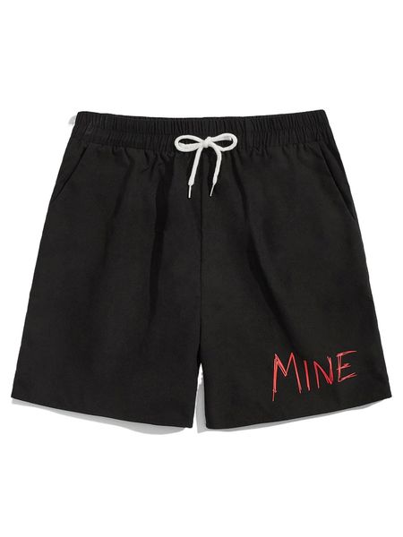 romwe guys letter graphic shorts a6rt#, White;black