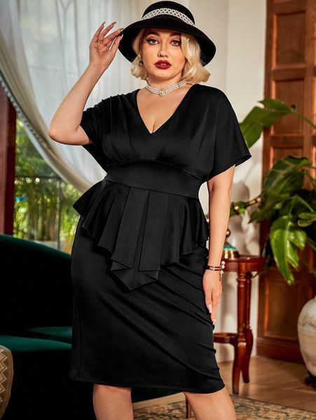 curvysweet plus ruffle detail 2 in 1 dress c5my#, Black
curvysweet plus ruffle detail 2 in 1 dress c5my#, Black