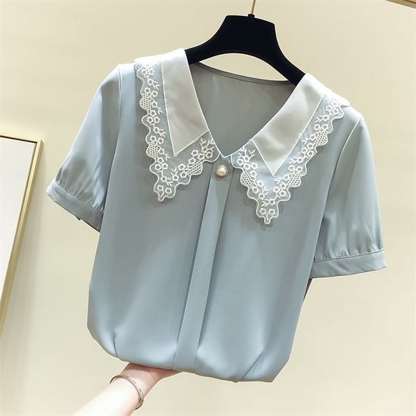 women spring summer style chiffon blouses shirts lady casual short sleeve peter pan collar chiffon blusas zz0792 210401, White
women spring summer style chiffon blouses shirts lady casual short sleeve peter pan collar chiffon blusas zz0792 210401, White