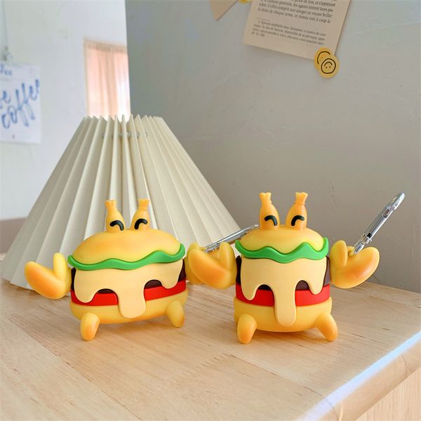 3d hearphone cases for airpods 2 3 pro 1 case silicone cute hamburger bread crab earphone cover for apple air pods 2 3 charging box 3d hearphone cases for airpods 2 3 pro 1 case silicone cute hamburger bread crab earphone cover for apple air pods 2 3 charging box