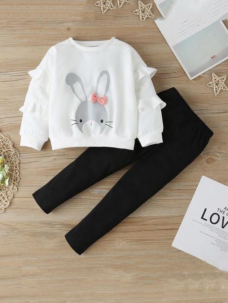 toddler girls cartoon graphic ruffle trim bow front sweatshirt & leggings she, White
toddler girls cartoon graphic ruffle trim bow front sweatshirt & leggings she, White