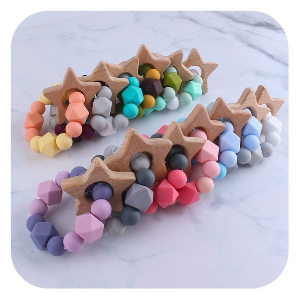 five-pointed wooden teether ring baby creative octagonal silicone beads bracelet molar stick food grade soothers teething newborn chew toy
five-pointed wooden teether ring baby creative octagonal silicone beads bracelet molar stick food grade soothers teething newborn chew toy