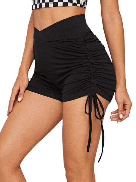 overlap waist drawstring side shorts y5jf#, White;black
overlap waist drawstring side shorts y5jf#, White;black