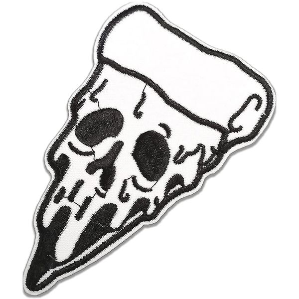 sewing notions skull pizza embroidery patches iron on for clothing shirts biker jackets custom patch, Black 
sewing notions skull pizza embroidery patches iron on for clothing shirts biker jackets custom patch, Black